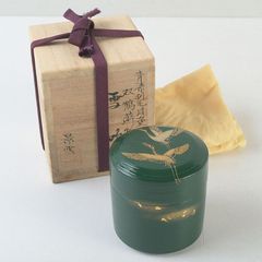 桜筏人物蒔絵時代写大棗 茶道具懐石茶箱鵬雲斎坐忘斎淡々斎即中斎香合