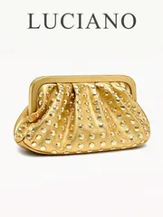 バッグ レディース クラッチバッグ 1個 ゴールド ファッショナブルで多用途なシンプルなリベットバンケットバッグ、ニッチデザイン、ハイエンドメタルサイバーパンクスタイル、人気デザイン、ハロウィーンウォレット、様々な