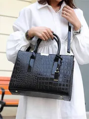 バッグ レディース トートバッグ フェイククロコダイルエンボス トートバッグ 大容量 ショルダーバッグ ハンドバッグ クロスボディバッグ シンプルクロコ柄 トートバッグ フェイクレザーショルダーバッグ レディースク