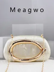 バッグ レディース ドレスバッグ 新作 ヨーロッパ&アメリカ風 女性用 非対称アクリルボックスハンドバッグ、ユニークな貝殻型 クラシックラウンドクラッチ、ファッション ウェディング/パーティーバッグ