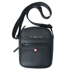新品同様 TOMMY HILFIGER トミーヒルフィガー エッセンシャルミニ ショルダーバッグ ボディバッグ ポシェット シボレザー ブラック メンズ レディース