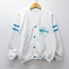 L/古着 長袖 スウェット カーディガン メンズ 90年代 90s サンフランシスコ ラグラン USA製 白他 26mar23のサムネイル
