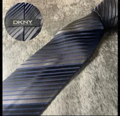 DKNY ブラック ブルー ストライプ シルク ネクタイ[MSE830]