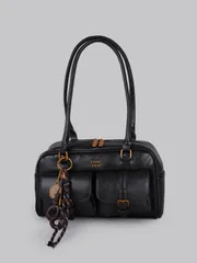 バッグ レディース ショルダーバッグ レディース レトロ 無地 PUレザー ショルダーバッグ 多ポケット 大容量 取り外し可能なアクセサリーチャーム付き クリスマスギフト