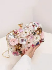 バッグ レディース ドレスバッグ レディース ミニクラッチバッグ、かわいいハンドバッグ、ファッション パーソナライズ パーティーバッグ、ハンドメイド フローラル イブニング ショルダーバッグ、エレガントなレディース