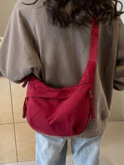 バッグ レディース ショルダーバッグ この洗練されたカラフルなナイロン防水ショルダーバッグは、シンプルでカジュアルなカレッジデザインを特徴としており、幅広いストラップ、複数のジッパー開口部を備えています。学生、ショ