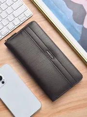 バッグ メンズ ハンドバッグ '  メンズ大型カードホルダー、ジッパー&リストストラップ付きPUレザー、携帯電話+10枚のカード+現金収納可、19.5x10.5cm マルチポケット オーガナイザー (ブラウン)、バ