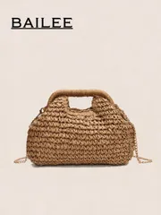 バッグ レディース ショルダーバッグ 流行のハンドバッグ 1個 春夏新作 シンプル バケーション トラベル ビーチ ペーパー編み ショルダー クロスボディ 旅行や外出、ファッションコーディネートに最適