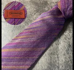 MISSONI パープル ストライプ シルク ネクタイ[MSE833]