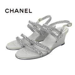 CHANEL サイズ表記「37 1/2C」24センチ程度 ホワイト サンダル - メルカリ