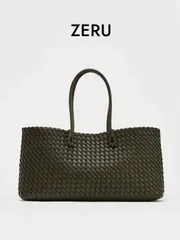 バッグ レディース ハンドルバッグ 2025年新作 ニッチ通勤用 編み込みトートバッグ、ファッショナブルで多用途、大容量ショルダーバッグ