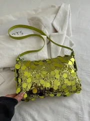 バッグ レディース ショルダーバッグ 新作ファッショナブルなスパンコールハンドバッグ、ショルダーストラップ付き、パーティー、外出、休暇、ショッピング、日常使いに適しています。コイン、携帯電話を収納できます。ホワイト