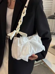 バッグ レディース ショルダーバッグ リボンデコレーション プリーツスカーフ ショルダーアンダーアームバッグ