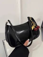 バッグ レディース ショルダーバッグ シンプルカラー ジッパーショルダーバッグ、クレセント型ファッショナブルバッグ、ジッパーショルダーバッグ フェイクレザー 無地 財布 バーガンディ ランジェリーポーチ、ファッショ