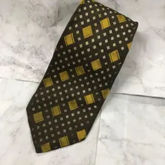 ネクタイ　茶　黄土色　幾何学模　絹　スイス　ひし形　個性【n1053】