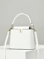 バッグ レディース ショルダーバッグ 1セット レディースカジュアルファッションハンドバッグ、ショルダーバッグ、クロスボディバッグ、シェイプメタルデコレーション ソフトレザートートバッグ、かわいいペンダント付きバケ