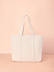 バッグ レディース トートバッグ 1個 無地キャンバスショルダーバッグ レディース、春夏スタイル、大容量、カジュアル&トートバッグ 学校や仕事用、大容量、持ち運びやすい、ティーンガールズ、女子大学生、ホワイトカラー