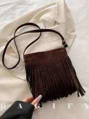 バッグ レディース ショルダーバッグ 新作 スエード フリンジ ワンショルダー クロスボディバッグ、パーティー、お出かけ、休暇、ショッピング、日常使いに適しています。コイン、携帯電話を収納でき、ホワイトカラー、大学