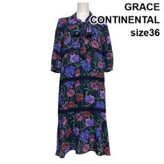 GRACE CONTINENTAL メッシュマルチフラワー ワンピース 黒 36 - メルカリ