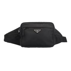 極美品】PRADA プラダ ウエストポーチ 三角ロゴ ナイロン ブラック