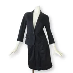 08 MICHEL KLEIN ミッシェルクラン レディース スカートスーツ 上38下36 ブラック ポリエステル 麻 コットン 春夏 美品 送料無料のサムネイル