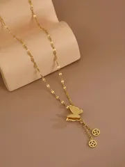 ジュエリー レディース ネックレス 1個 ファッショナブルでエレガントなバタフライタッセルペンダントステンレススチールネックレス、女性のパーティー、デイリーウェア、ヨーロッパ・アメリカンスタイル、パーソナライズ、寛