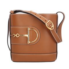 グッチ スモール バケットバッグ グッチ73 ショルダーバッグ レザー 833665 ブラウン レディース GUCCI  中古 グッチ スモール バケットバッグ グッチ73 ショルダーバッグ レザー