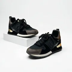 ルイヴィトン LOUIS VUITTON ランアウェイライン モノグラム スニーカー 靴 シューズ レザー ファブリック スエード ブラック ブラウン LVロゴ インヒール