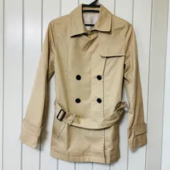 C-12　anyFAm　トレンチコート　ショート　ベルト付き　サイズ3　ベージュ系　春秋　アウター　かわいい　長袖　Ｌ相当　ゆったりのサムネイル