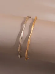 ジュエリー レディース ブレスレット セット  ファッショナブルなツイストカフバングル 2個セット