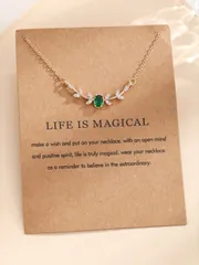 ジュエリー レディース ネックレス キュービックジルコニア リーフチャーム ネックレス