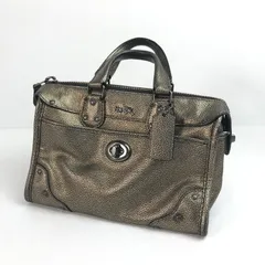 【中古品】 COACH コーチ 33684 ライダー24 サッチェル メタリックレザー カバン ショルダー欠品 【180-260413-ky-09-fuz】