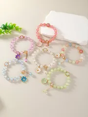 ジュエリー レディース ブレスレット セット 6個入り ボヘミアンスタイル レジンビーズブレスレット、カラフルな花柄デザイン、女性への祭りの贈り物