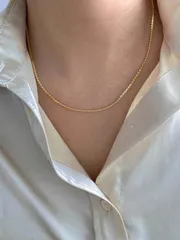ジュエリー レディース ネックレス 1個 ステンレス製 シンプルな字型ツイストチェーンネックレス ゴールド