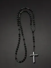 ジュエリー レディース ネックレス 男性 クロスチャーム ビーズネックレス