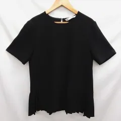 ZARA ザラ プリーツヘムペプラムトップス ブラック EURXS （S相当） □〇