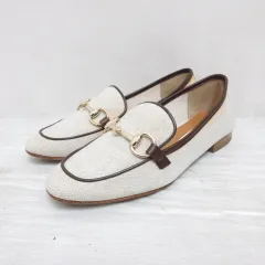 ダイアナ DIANA ビット ローファー シューズ リネン レザー 23cm キナリ ダークブラウン 靴 箱付き 日本製