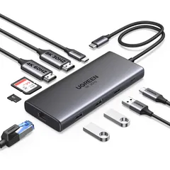 UGREEN Revodok Pro 210 10 in 1 USB-Cドッキングステーション USB cハブ 二つHDMI拡張4K@60Hz 一つ拡張8K@30Hz USB A *3+ USB-C 5Gbpsデータ転送ポート 100W PD急速充電