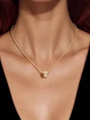 ジュエリー レディース ネックレス 1個 エレガントなラインストーン装飾フープリングペンダントゴールドチェーンネックレス パーティー 日常 バレンタインデーのギフト ジュエリー