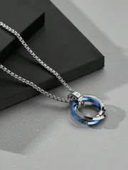 ジュエリー メンズ ネックレス 1個 メンズ ステンレススチール 二色円形ペンダントネックレス、ミニマルデザイン