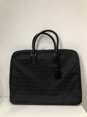 美品】FENDI ビジネスバッグ ブラック レザー キャンバス ズッカ 