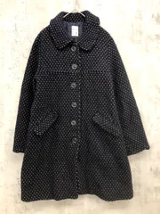 Samansa Mos2 サマンサ モスモス ウール混 厚手 ドット ステンカラー コート sizeM/紺 ◆■◎レディース