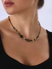 ジュエリー レディース ネックレス 1個 ヴィンテージ ストーン ペンダント 手作り ビーズ 付き スモール ビーズ & スィン チェーン 用 レディース パーティー , デート , トラベル , ギフト チョーカ