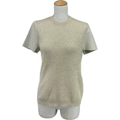 サルヴァトーレ・フェラガモ Salvatore Ferragamo レザー切替半袖カットソー ベージュ コットン レディース 半袖Ｔシャツ