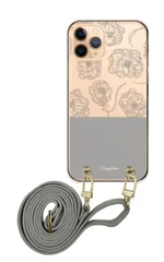 iPhone 17e アイフォン17e スマホケース スマホショルダー 花柄 ボタニカル 透明ケース かわいい きれい レザーベルト ストラップ 調節可能 130cm  カラー06