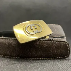 GUCCI　グッチ　ベルト　インターロッキングG　レザー　リバーシブル　ブラウン×ブラック系　1606