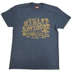 HARLEY DAVIDSON ハーレーダビッドソン 半袖Ｔシャツ モーターサイクル ネイビー(メンズ M相当)中古 古着 X8873