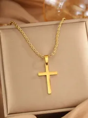 ジュエリー メンズ ネックレス 1個 ヴィンテージ 名入れ可能 ステンレス鋼 ツイスト クロス ネックレス 日常着用に適しています