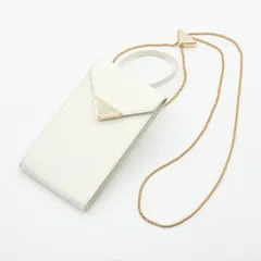 プラダ PRADA 携帯・スマホアクセサリー ホワイト ゴールド サフィアーノ ミニバッグ トライアングルロゴ フォンケース モバイルポーチ ポシェット