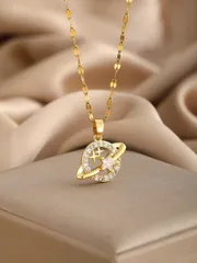 ジュエリー レディース ネックレス 1個 エレガントなジルコニア スター 回転する惑星ペンダントネックレス、女性のパーティー出席に適しています